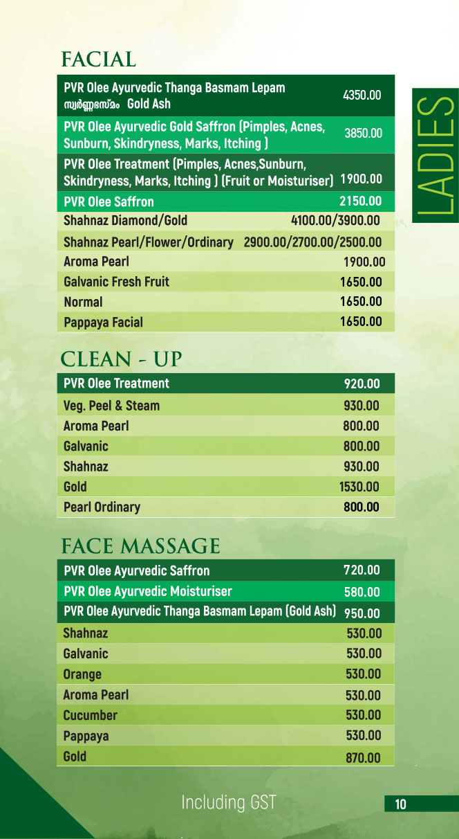PVR Menu Card