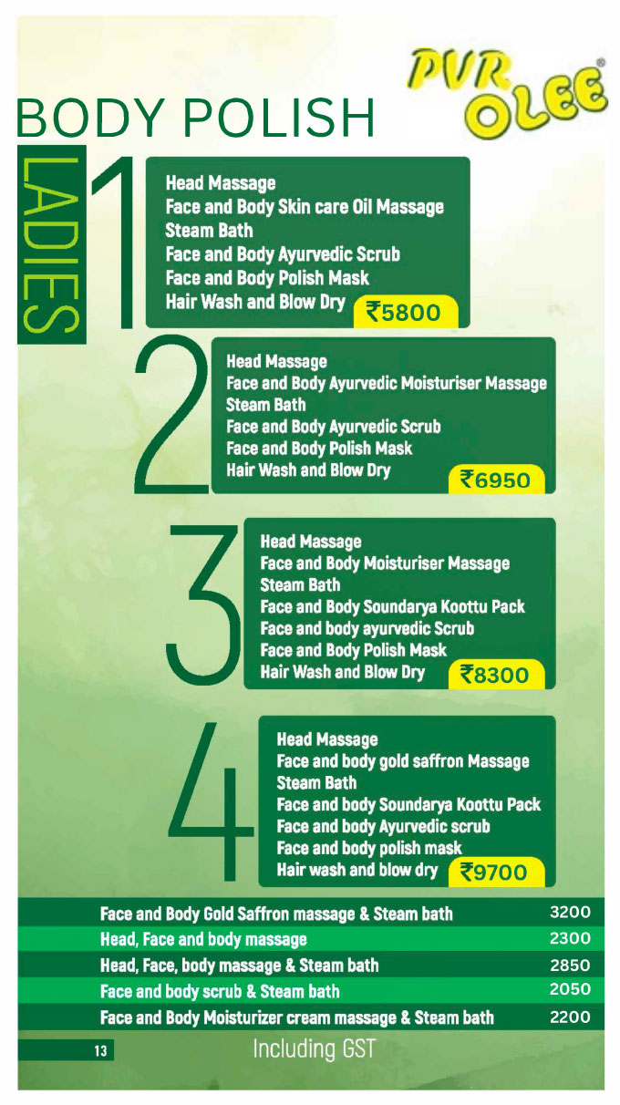 PVR Menu Card