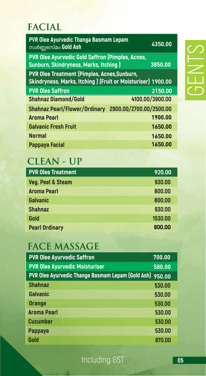 PVR Menu Card